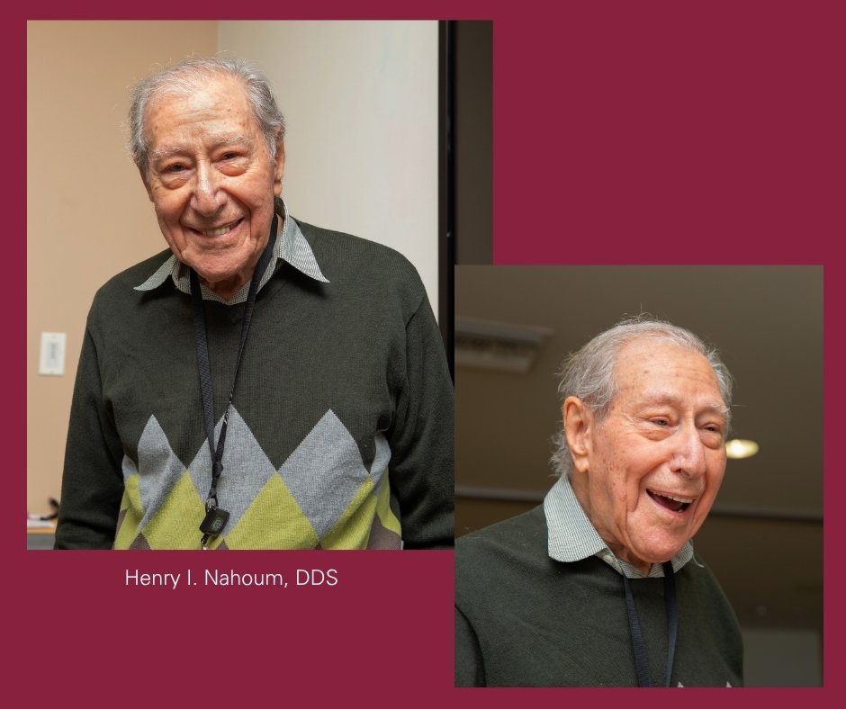 Portrait photos of Henry Nahoum, DDS, taken during a visit at the School of Dentistry.