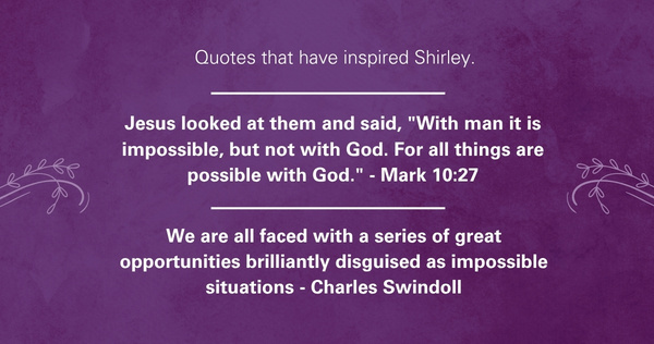 Graphic featuring inspirational faith-based quotes, including a Bible verse Mark 10:27 "Jesus looked at them and said, "With man it is impossible, but not with God. For all things are possible with God." and a quote "We are all faced with a series of great opportunities brilliantly disguised as impossible situations" by Charles Swindoll