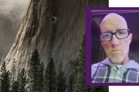 patient photo and background of mountains