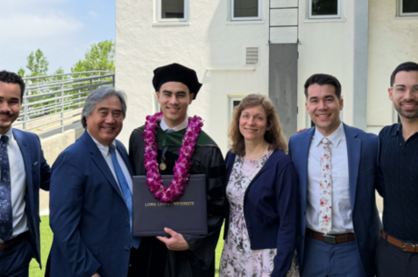 chan family photo at sons graduation from LLU
