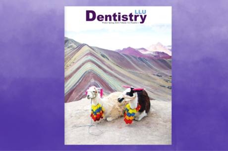 Image of cover for LLU Dentistry with purple gradient background