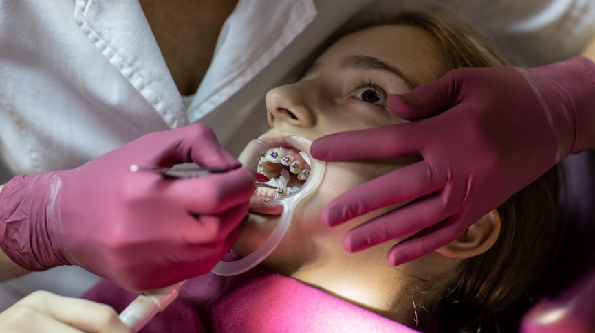 patient receiving orthodontic work