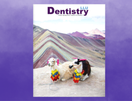 Image of cover for LLU Dentistry with purple gradient background